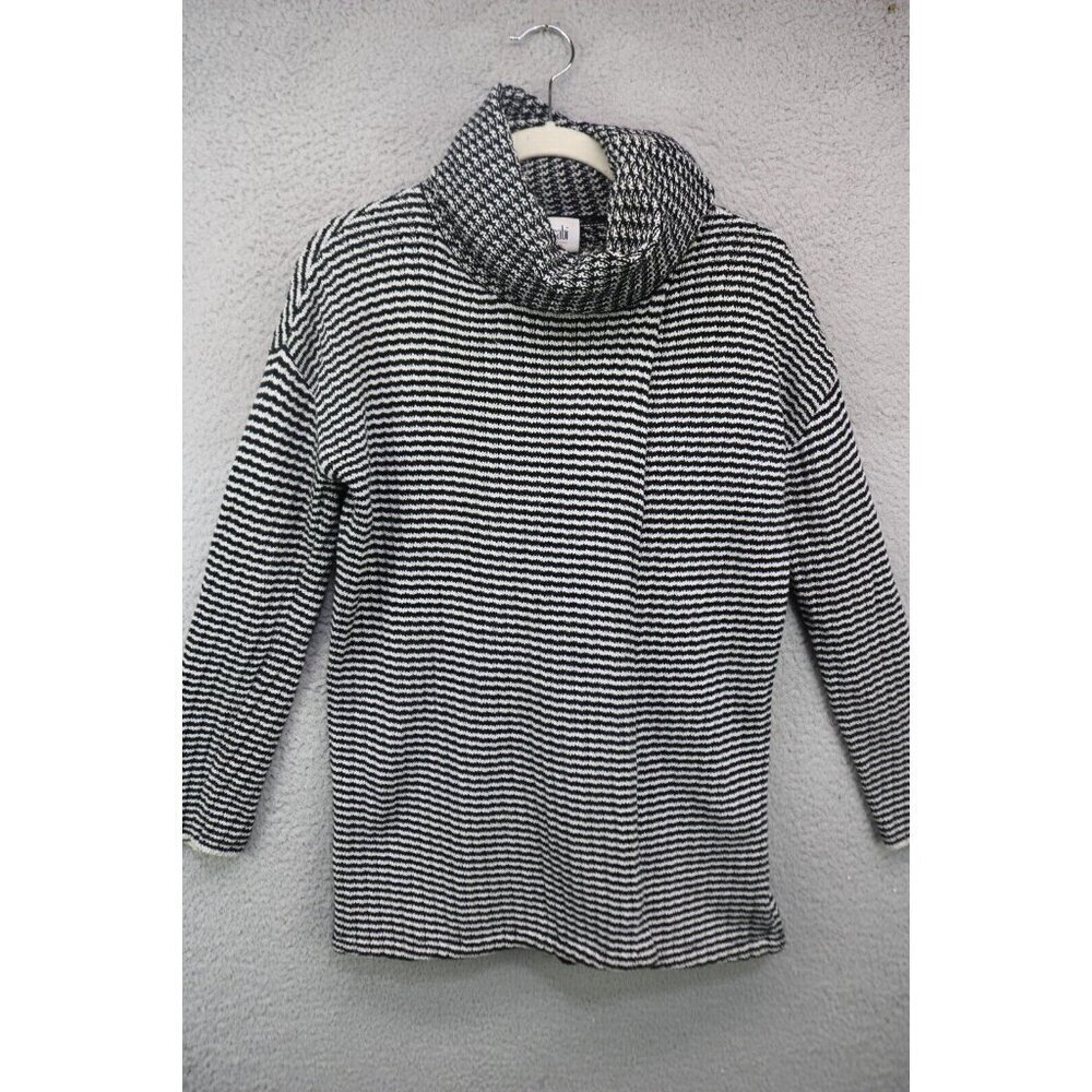Cabi Cowl Neck Striped Open Front & Back Cotton Sweater-Size XS
